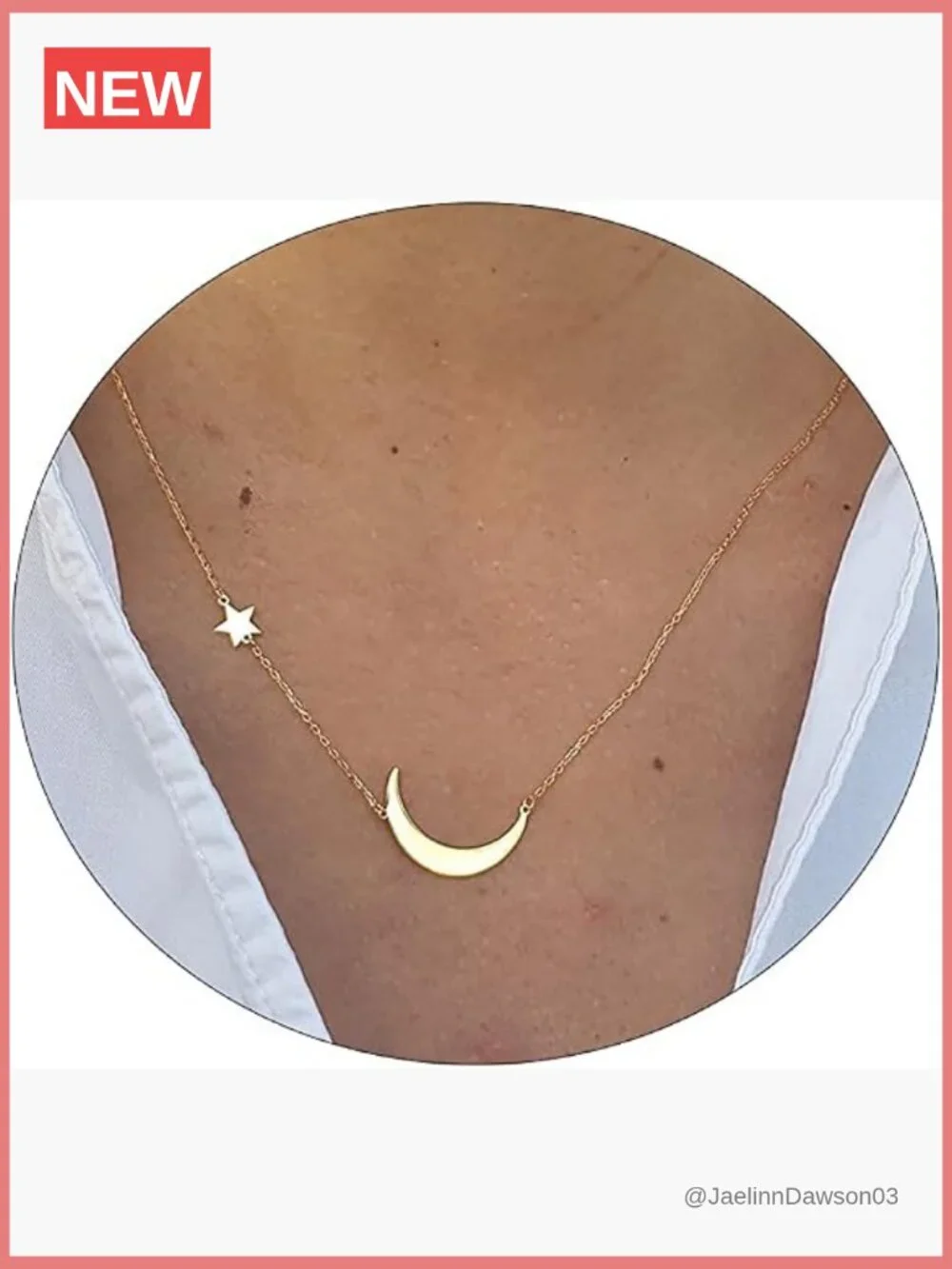 Dainty Gold Pendant Necklace 14k Gold Plated Cubic Zirconia Star Moon CZ Leaf